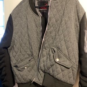Black and gray quilted jacket